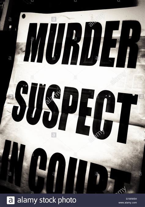 Crime murder suspect in court news poster Stock Photo - Alamy