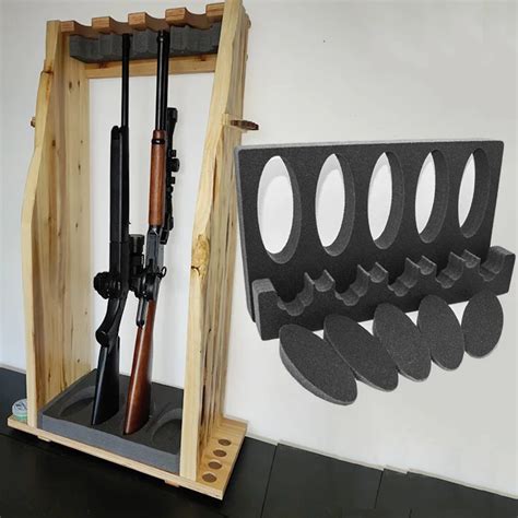 Foam Gun Rack Kit For 5 Guns Rifle Barrel Stand Magnetic Gun Safe Wall Mount Holder Set For Butt