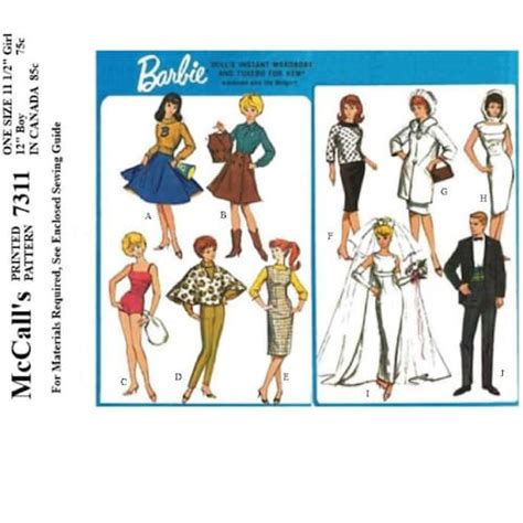 Barbie Ken Doll Clothes Pattern Mccall S 6901 PDF Etsy