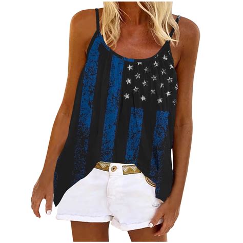 Hvyesh 4th Of July Tank Tops Women Sleeveless Spaghetti Strap Tank