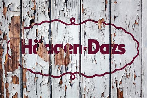 Haagen Dazs Vintage Logo On Peeling Paint Wood Wall Mixed Media By