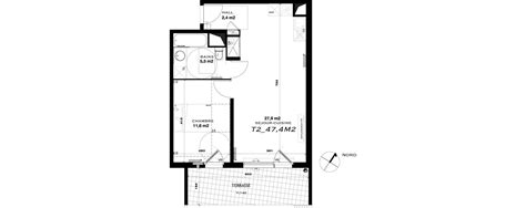 Plan Appartement T2 De 47 40 M² Neuf à Castelnau Le Lez Résidence