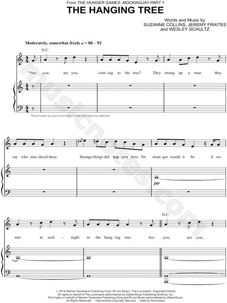 The Hanging Tree From The Hunger Games Mockingjay Part 1 Sheet Music In A Minor