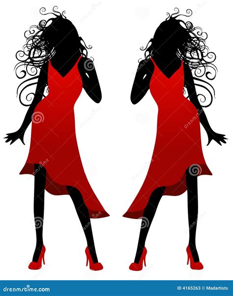 Lady In Red Dress Silhouette Stock Vector Illustration Of Dancing Clip 4165263