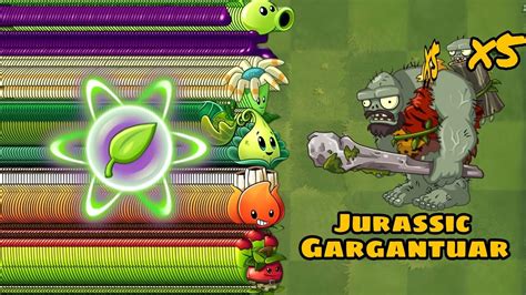 Jurassic Gargantuar Level Vs All Plants With Power Up Plants