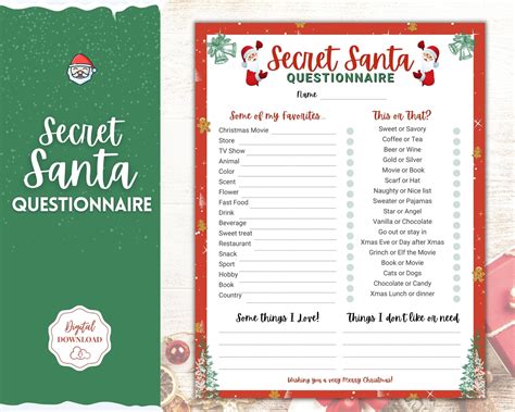 Secret Santa Printable Template Free Printable