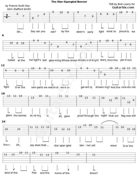 National Anthem Guitar Chords