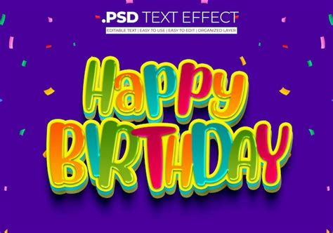 Feliz Cumplea Os Efecto De Estilo De Texto Archivo Psd Premium