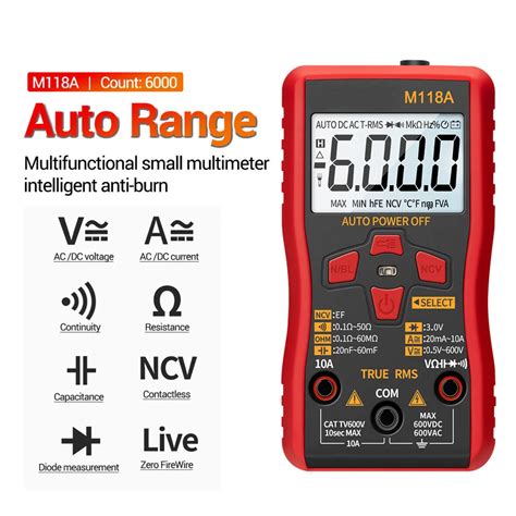 Smart Tester Mini M A Counts Flashlight Digital Multimeter With