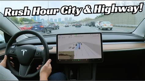 City And Highway Self Driving Ai Test In Rush Hour Traffic Using Tesla