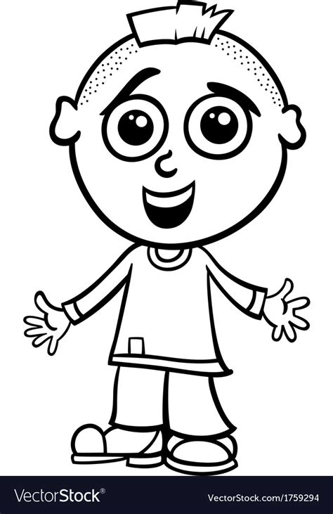 Cute boy cartoon coloring page Royalty Free Vector Image