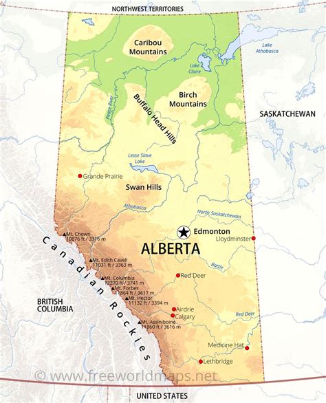 physical map  alberta