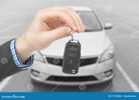 Male Holding Car Keys With Remote Control System Stock Photo Image Of