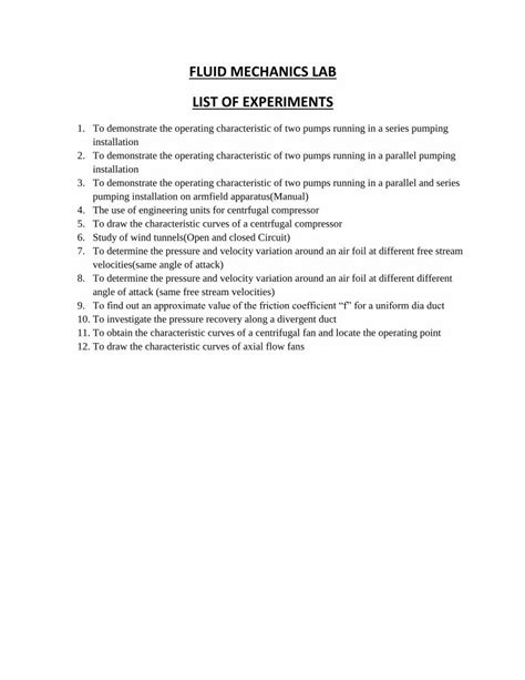 PDF FLUID MECHANICS LAB LIST OF EXPERIMENTS DOKUMEN TIPS