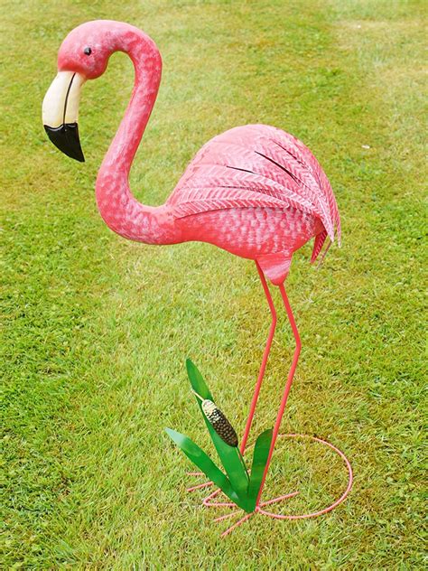 Large Pink Metal Flamingo Garden Pond Ornament Statue Sculpture Home Uk Garden