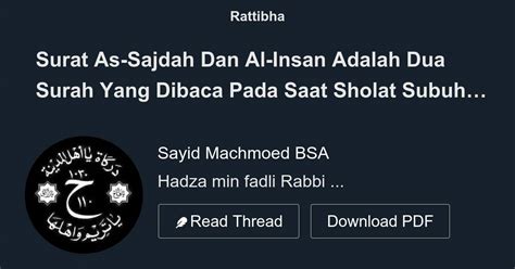 Surat As Sajdah Dan Al Insan Adalah Dua Surah Yang Dibaca Pada Saat