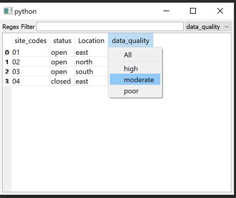 Python Pyqt And Filtering A Table Using Multiple Columns Stack