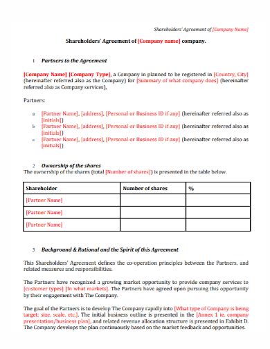 Free Simple Shareholders Agreement Samples In Ms Word Google Docs