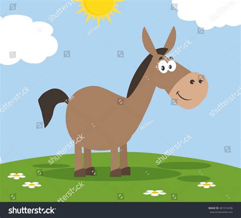 Smiling Donkey Cartoon Character Vector Illustration Stock Vector ...