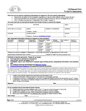 Fillable Online Internationalcenter Umich I 20 Request Form To Add F 2