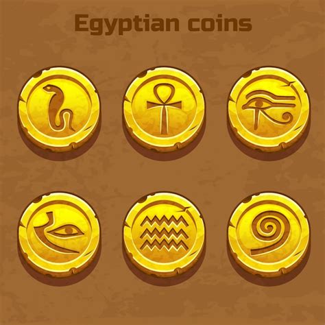 Premium Vector | Old gold egyptian coins, game element