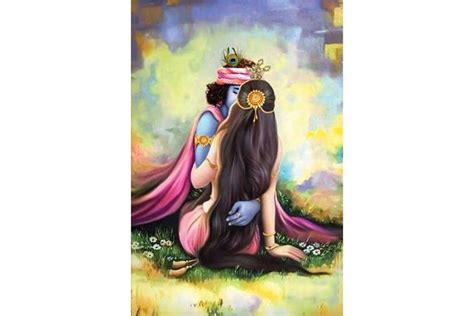 Beautiful radha krishna love painting on canvas L | Canvas painting, Krishna painting, Krishna love