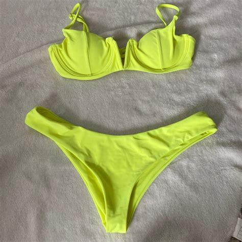 Shein Swim Neon Yellow Bikini Set Poshmark