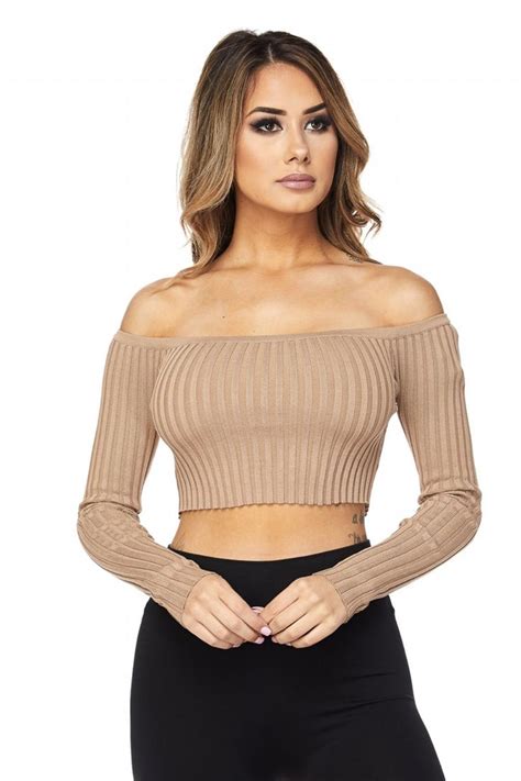 Ribbed Off The Shoulder Crop Top Crop Tops Shoulder Crop Top Tops