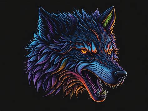 Premium AI Image | Colorful wolf head art vector illustration