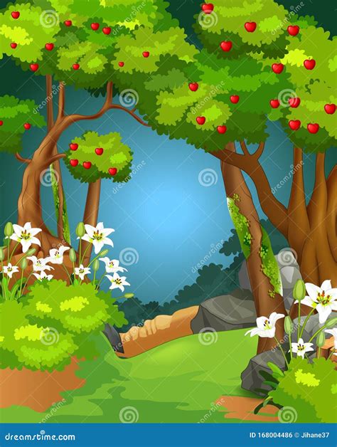 Cool Landscape Forest View Cartoon Royalty-Free Stock Image ...