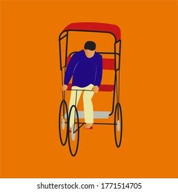 Indian Rickshaw Puller Flat Vector Design Stock Vector Royalty Free