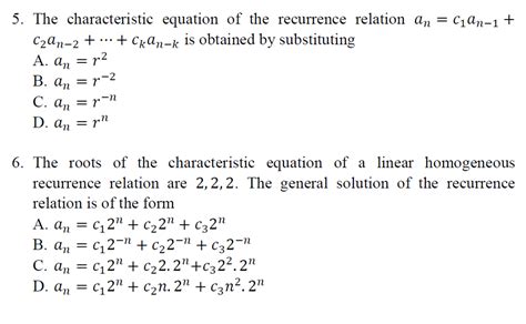 Solved The Characteristic Equation Of The Recurrence