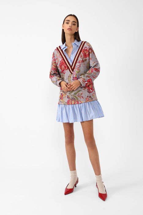 Dixie Shop Online Mini Abito Con Camicia A Righe E Cardigan Oversize