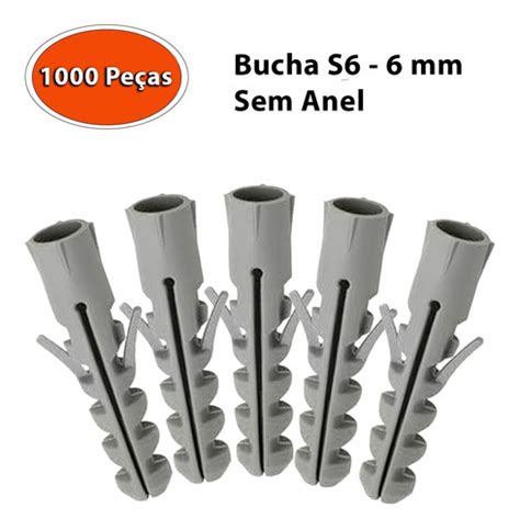 Bucha S6 Sem Parafuso Sem Aba Anel 6mm Pacote 1000 Peças