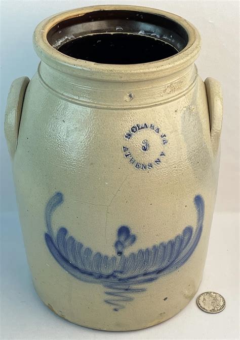 Lot Antique C N Clark Jr Athens Ny Gallon Cylindrical