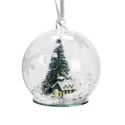 Snow Globe Winter Scene House And Tree Glass Christmas