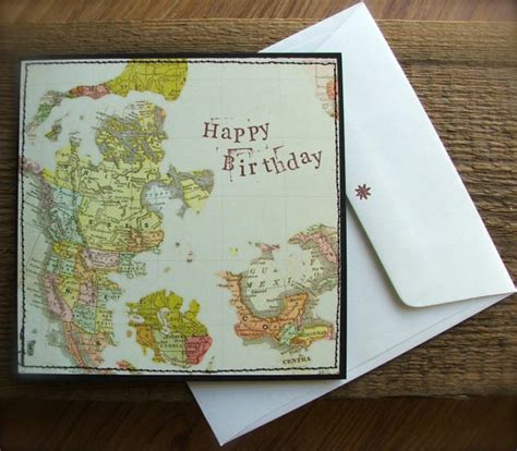 Very Unique Handmade Happy Birthday Map Card