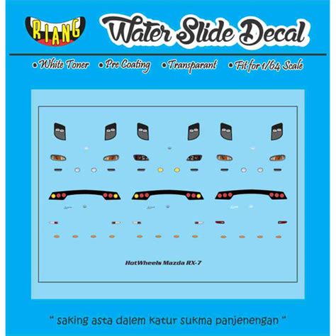 Jual Decal Waterslide Hot Wheels Lampu Mazda Rx Kota Denpasar Ccnk Garage Tokopedia