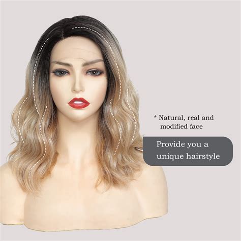 X TRESS Ombre Blonde Lace Front Bob Wigs For Women 12 Natural Wave