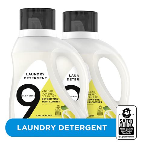 Buy 9 Elements Natural Laundry Detergent Liquid Soap Lemon Scent Vinegar Powered 46 Fl Oz 2