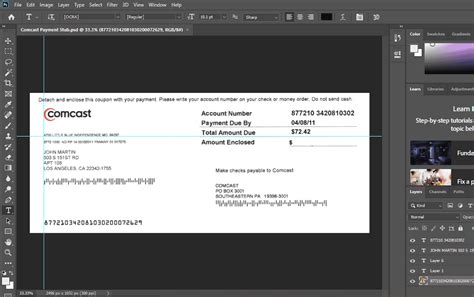 Comcast Payment Stub PSD Template Free Download
