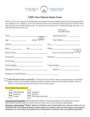 Fillable Online 20 Patient Intake Form Templates PDF DOCFree20