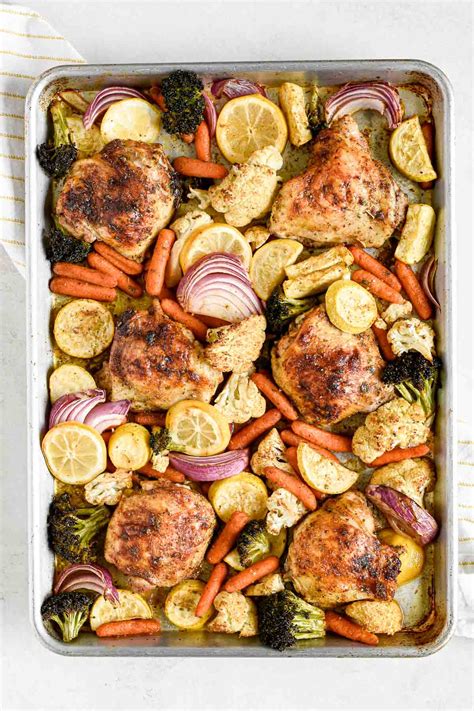 Mediterranean Chicken Thighs Sheet Pan Dinner Home Sweet Farm Home