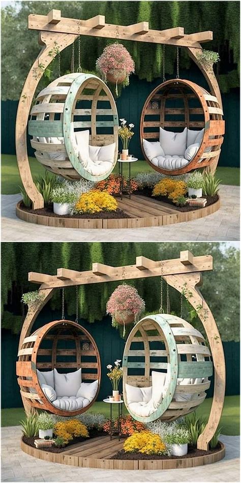 wooden garden swings