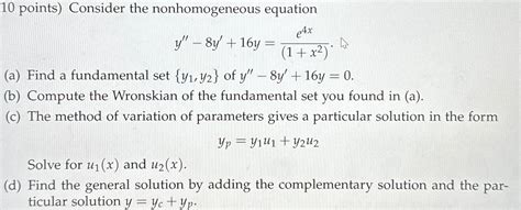 Solved Consider The Nonhomogeneous Chegg