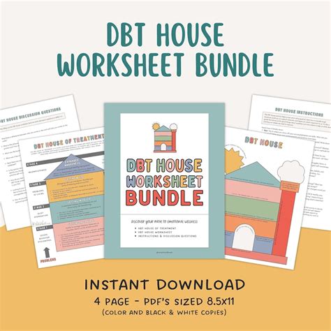 Dbt House Worksheet Bundle Therapy Tools Dbt Journal Workbook Cbt Teen