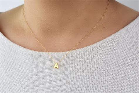 Dainty Initial Necklace Gold Letter Necklace Small Initial Etsy