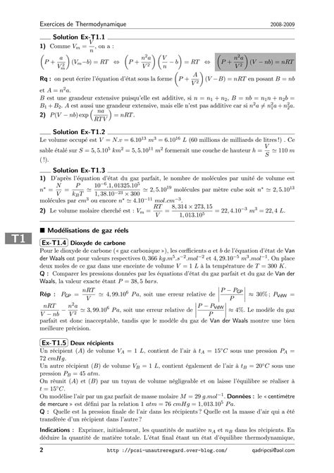 Solution Exercices De Thermodynamique Studypool