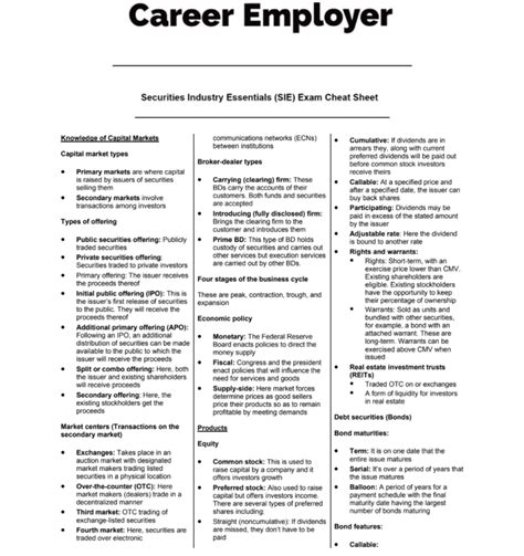 Free Sie Cheatsheet Reduce Your Study Time Significantly