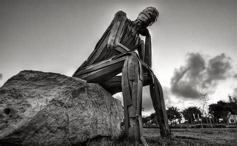 Free Images Man Rock Black And White Monument Steel Thinking